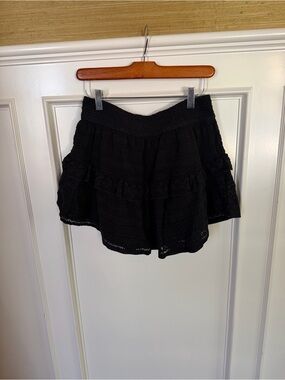 Aerie Black Tiered Crochet Mini Skirt